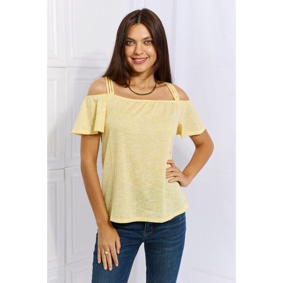 Culture Code On The Move Full Size Off The Shoulder Flare Sleeve Top In Sand Ye - Picture 6 of 9